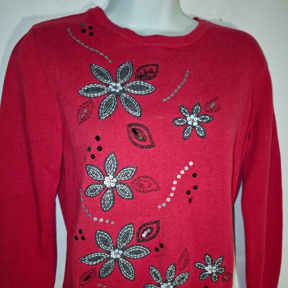ALFRED DUNNER pretty Bling Sweater top, Red in size Medium-P - Picture 6 of 12